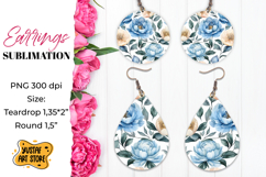 Flowers earrings.Vintage Earrings Sublimation. Product Image 1