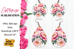 Flowers earrings.Vintage Earrings Sublimation. Product Image 1