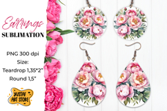 Flowers earrings.Vintage Earrings Sublimation. Product Image 1