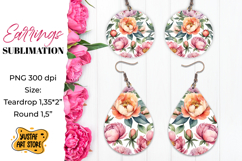 Flowers earrings.Vintage Earrings Sublimation. Product Image 1