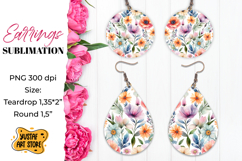 Flowers earrings.Vintage Earrings Sublimation. Product Image 1