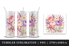 Flowers tumbler, mug wrap, clipart sublimation design Product Image 4