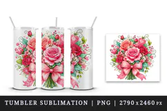 Flowers tumbler, mug wrap, clipart sublimation design Product Image 4