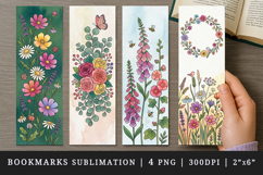 Flowers bookmarks printable sublimation bookmark design Product Image 1
