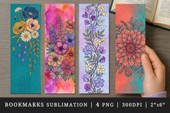 Flowers bookmarks printable sublimation bookmark design Product Image 1