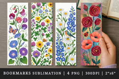 Flowers bookmarks printable sublimation bookmark design Product Image 1