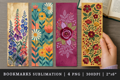Flowers bookmarks printable sublimation bookmark design Product Image 1