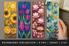 Flowers bookmarks printable sublimation bookmark design Product Image 1
