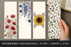 Flowers bookmarks printable sublimation bookmark design Product Image 1