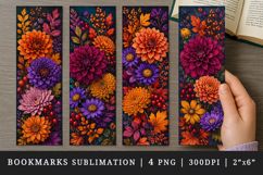 Flowers bookmarks printable sublimation bookmark design Product Image 1