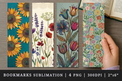 Flowers bookmarks printable sublimation bookmark design Product Image 1