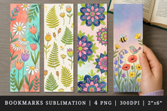 Flowers bookmarks printable sublimation bookmark design Product Image 1