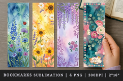 Flowers bookmarks printable sublimation bookmark design Product Image 1