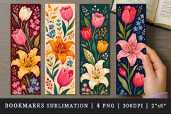 Flowers bookmarks printable sublimation bookmark design Product Image 1