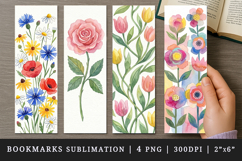 Flowers bookmarks printable sublimation bookmark design Product Image 1