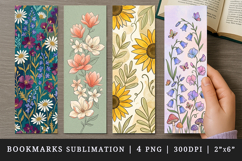 Flowers bookmarks printable sublimation bookmark design Product Image 1