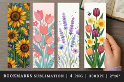 Flowers bookmarks printable sublimation bookmark design Product Image 1