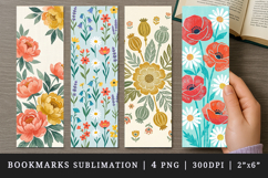 Flowers bookmarks printable sublimation bookmark design Product Image 1
