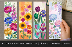 Flowers bookmarks printable sublimation bookmark design Product Image 1