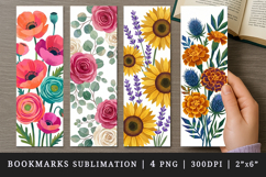 Flowers bookmarks printable sublimation bookmark design Product Image 1