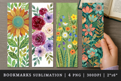 Flowers bookmarks printable sublimation bookmark design Product Image 1