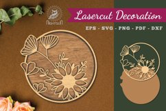 Flowers Round Laser Cut Decoration Product Image 1