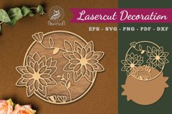 Flowers Round Laser Cut Decoration Product Image 1