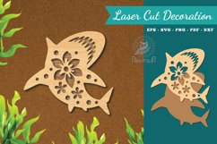 Flowers Shark Laser Cut Decoration Product Image 1
