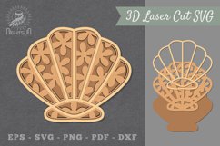 Flowers Shell Lasercut Decoration SVG Product Image 1
