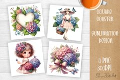 Flowers Square Coasters, valentines day Sublimation Design Product Image 1