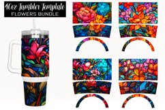 40 oz Stained Glass Flowers Sublimation Tumbler Design Product Image 1