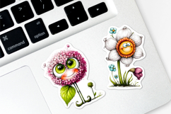 Watercolor funny Flowers Sticker, big eyes Product Image 2