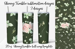 Flowers sublimation design Skinny tumbler wrap design 
