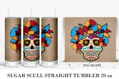 Sugar Scull PNG. Tumbler Sublimation. Day of The Dead. 20 oz Product Image 1