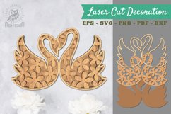 Flowers Swan 3D Lasercut Decoration SVG Product Image 1
