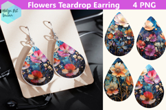 Teardrop Earring flowers Sublimation Product Image 1