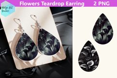 Teardrop Earring | Black flowers Sublimation Product Image 1