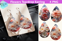 Teardrop Earring flowers Sublimation Product Image 1