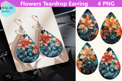 Teardrop Earring flowers Sublimation Product Image 1