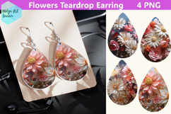 Teardrop Earring flowers Sublimation Product Image 1