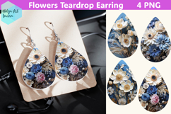 Teardrop Earring flowers Sublimation Product Image 1