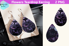 Teardrop Earring | Black flowers Sublimation Product Image 1