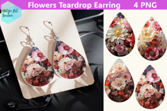 Teardrop Earring flowers Sublimation Product Image 1