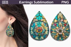 Stained Glass Teardrop Earrings | Flowers Earrings Product Image 1