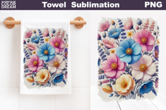 Pastel Floral Towel Sublimation | Wildflowers Kitchen Towel Product Image 1