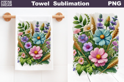Pastel Floral Towel Sublimation | Wildflowers Kitchen Towel Product Image 1
