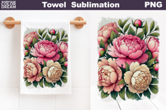 Peony Floral Towel Sublimation | Wildflowers Kitchen Towel Product Image 1