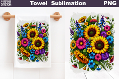 Sunflower Floral Towel Sublimation | Wildflowers Kitchen Tow Product Image 1