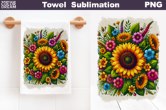Sunflower Floral Towel Sublimation | Wildflowers Kitchen Tow Product Image 1