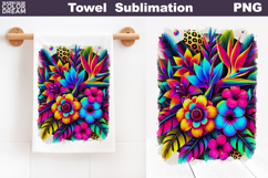 Tropical Flowers Towel Sublimation | Floral Kitchen Towel Product Image 1